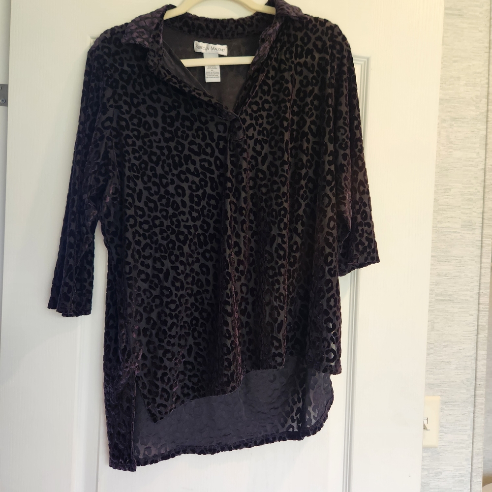 Rebecca Malone Animal Print Blouse Size XL Euc